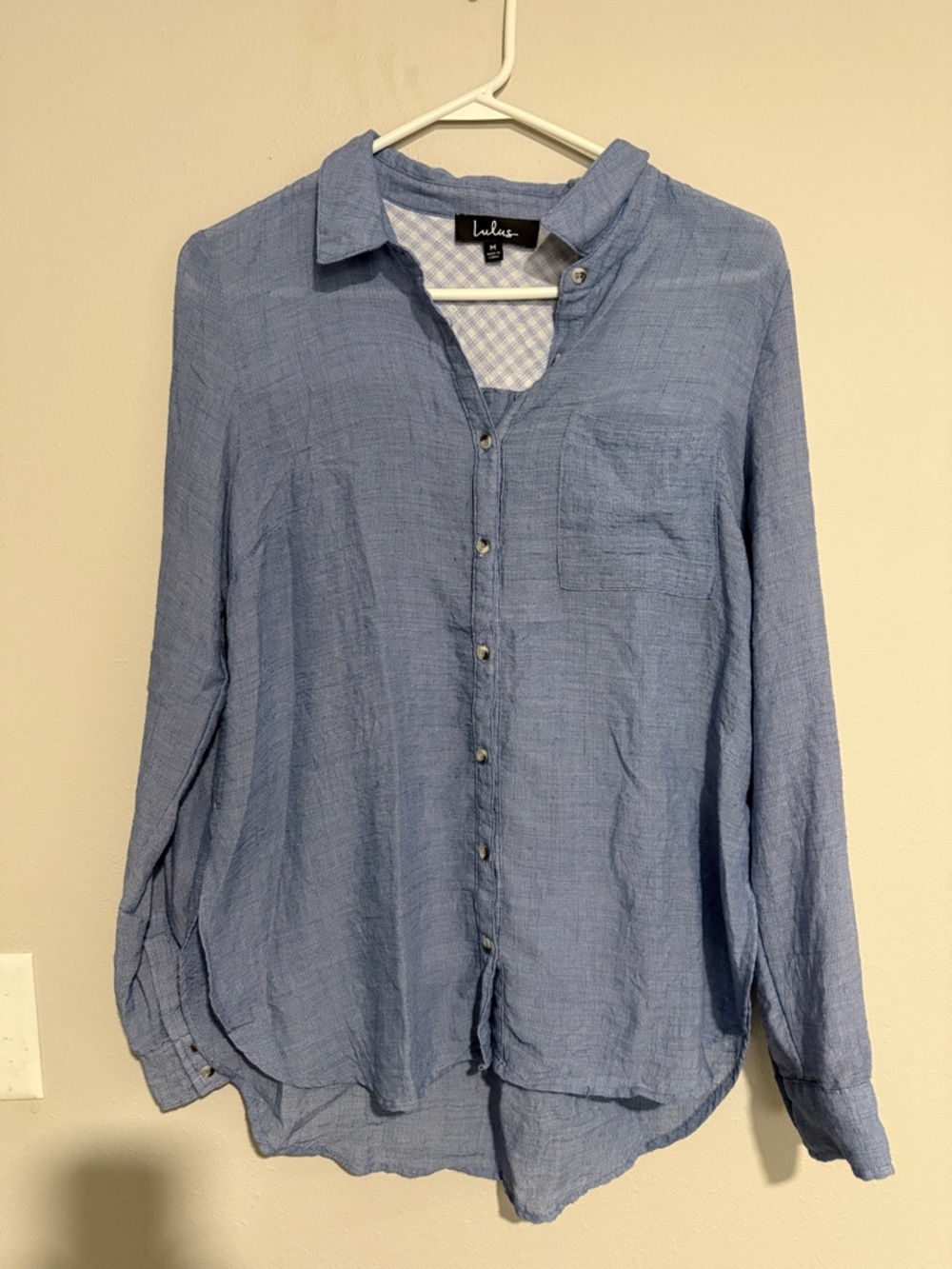 Lulu's Sky Blue Long-Sleeve Button-Down Shirt